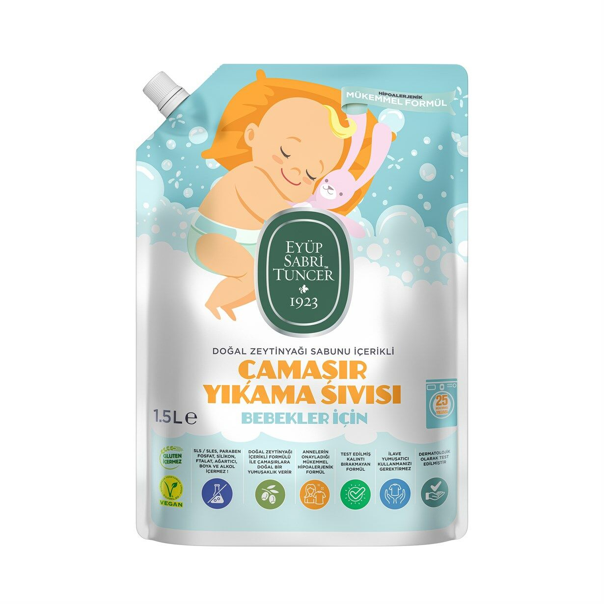 Doğal Zeytinyağı İçerikli Bebek Çamaşır Yıkama Sıvısı 1,5 lt 25 Yıkama